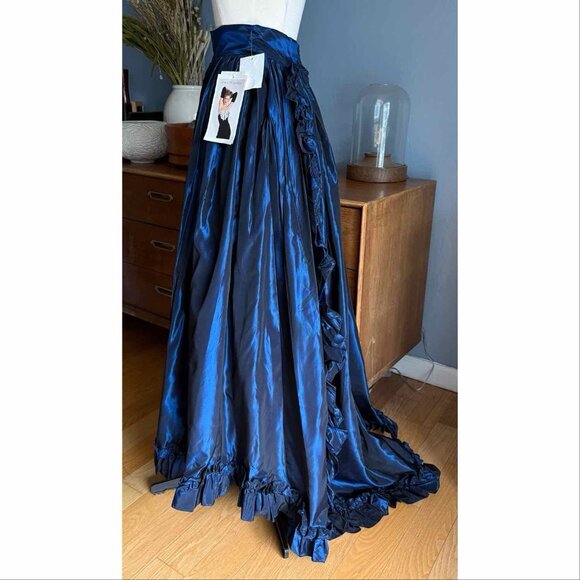 Vtg Jessica McClintock Gunne Sax Blue Taffeta Formal Maxi Skirt - Picture 2 of 11
